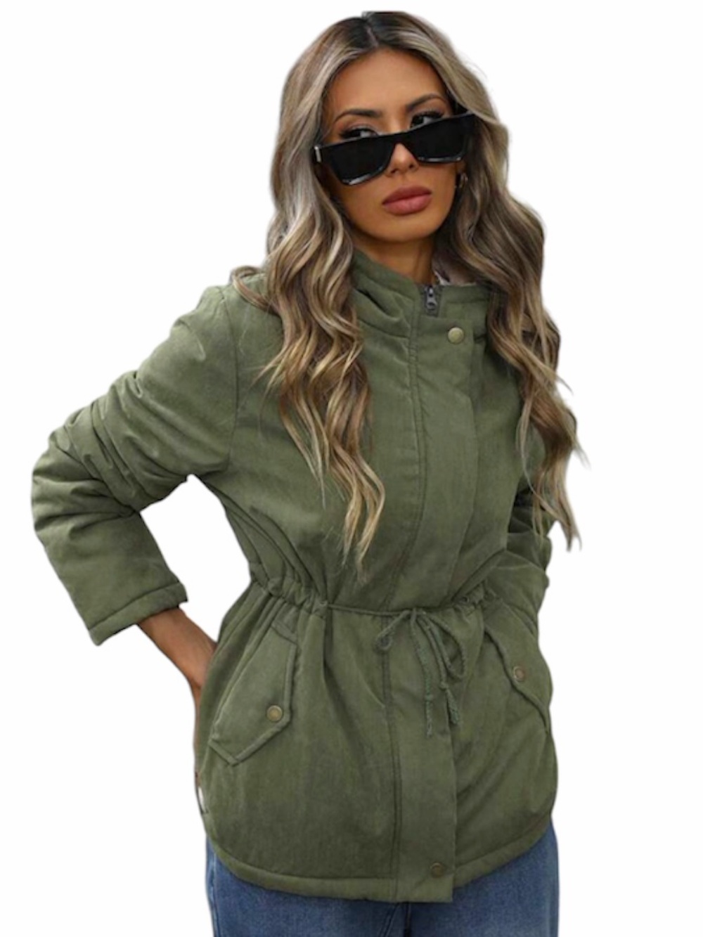 Kaki Faux Fur Military Coat 💚🤎